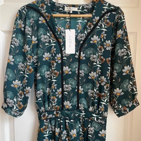 Aris Teal Floral Dress - Picture 2 of 6